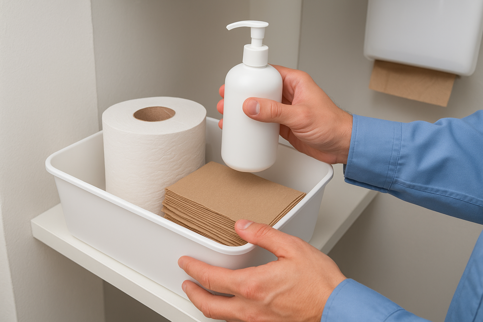 Réapprovisionner les consommables (savon, papier toilette, essuie-mains...)